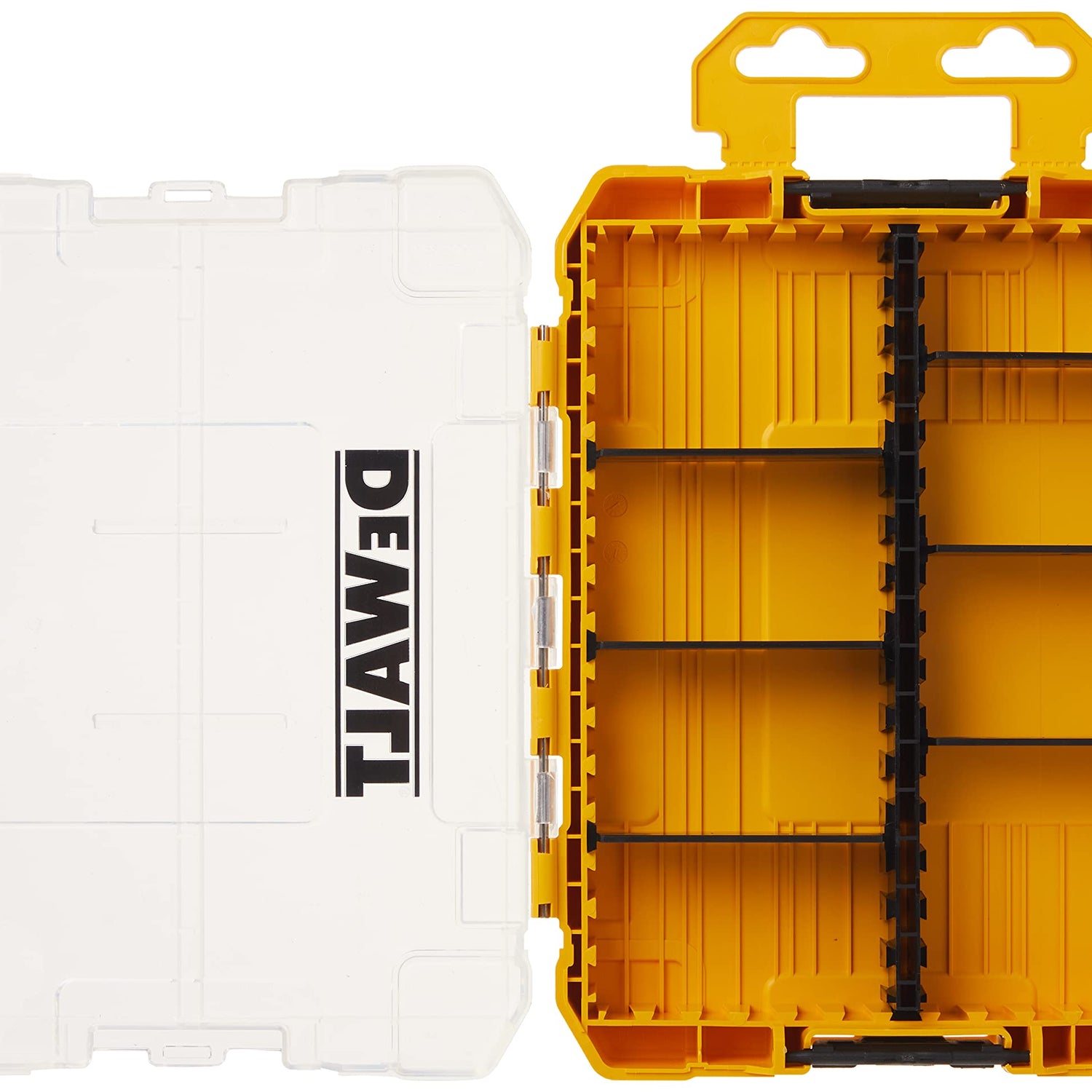 DEWALT TSTAK Tool Box, 8-Compartments, Clear Lid Organizer, Side Latches for Easy Connection, Removable Compartments for Small Tools and DEWALT