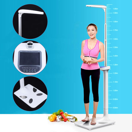 Professional Digital Physicians Scale, Height and Body Fat Analyzer Digital Medical Scale - 440lbs/200kg Capacity, 80-190CM Height Scale Range, BMI JAYEUW
