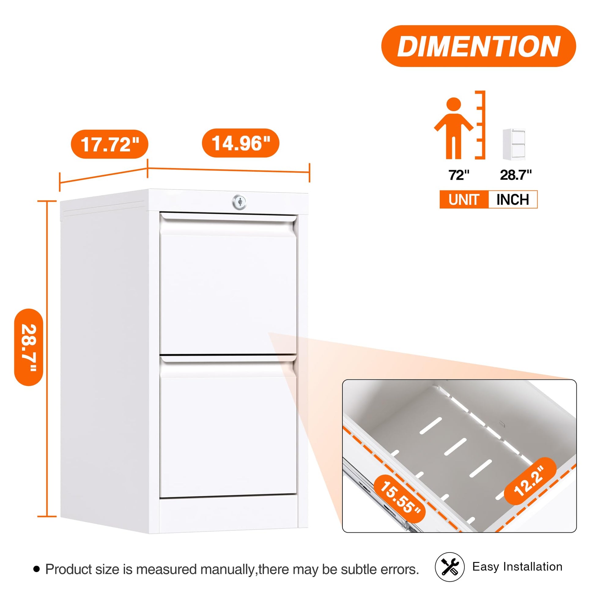 METAN 2 Drawer File Cabinet with Lock, Metal Vertical File Cabinet for Home Office, Locking Steel Filing Cabinet for Hanging Letter/Legal - WoodArtSupply