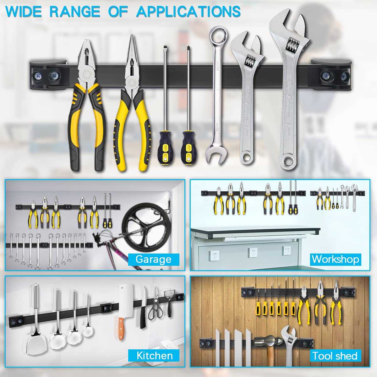 Magnetic Tool Holder Strip - Alloy Steel 5 Pack, Heavy Duty Tool Organizer Magnetic Strip, Tool Magnet Bar For Garage Tool Organization 12 In - WoodArtSupply