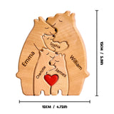Personalized Wood Bear Puzzle with 1-8 Family Names, Custom Wooden Art Puzzle Gifts, Custom Family Name Sculpture, Home Decoration Christmas, Funmii