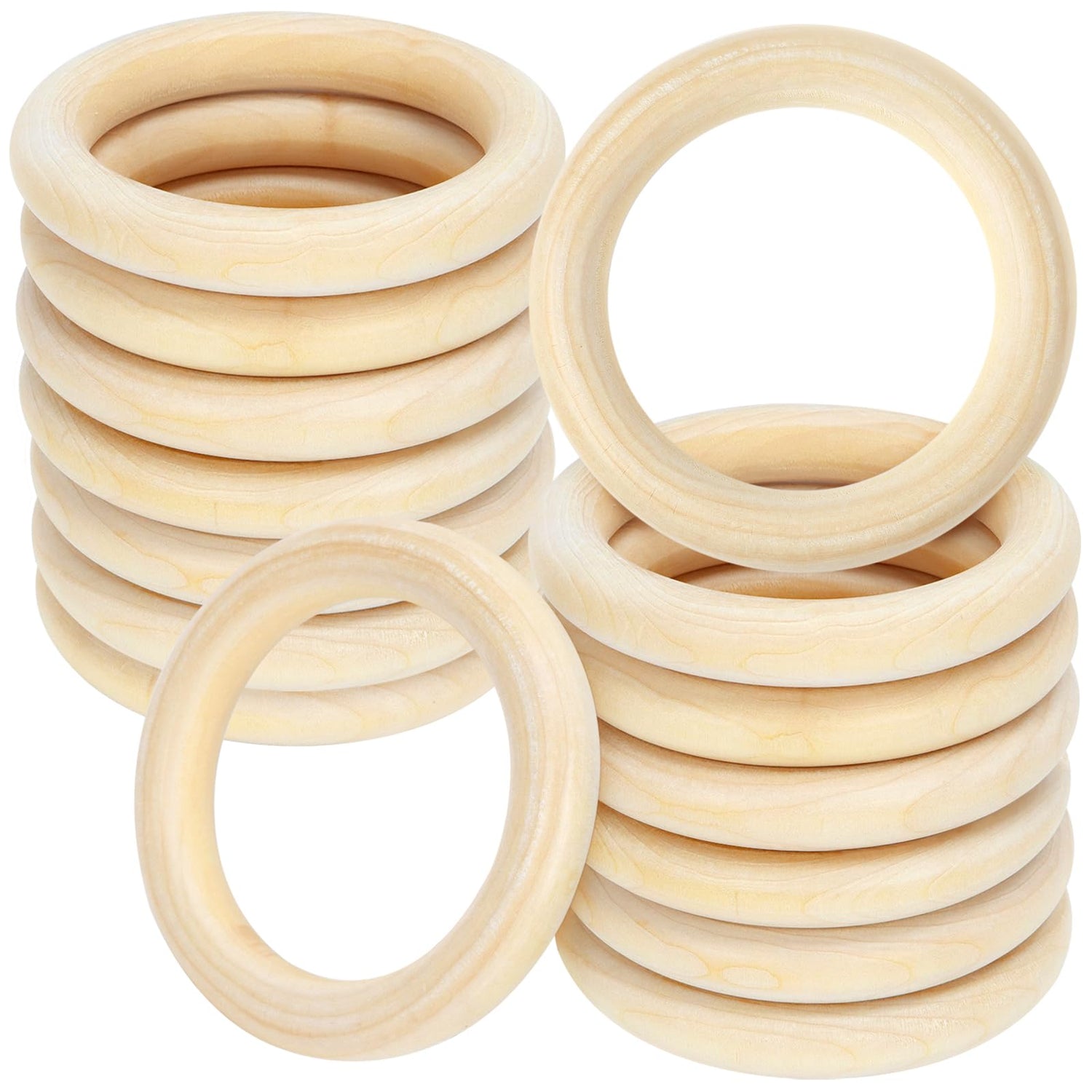 Wpxmer 15 PCS Unfinished Wooden Rings for Crafts - 4 Inches Natural Solid Wood Rings for DIY Projects, Macrame and Jewelry Craft Making Wpxmer