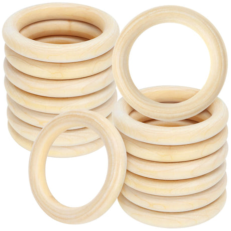 Wpxmer 15 PCS Unfinished Wooden Rings for Crafts - 4 Inches Natural Solid Wood Rings for DIY Projects, Macrame and Jewelry Craft Making Wpxmer