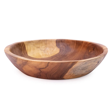ANDALUCA Rustic Teak Wood Hand Carved Organic Bowl (11"-12" Diameter) ANDALUCA