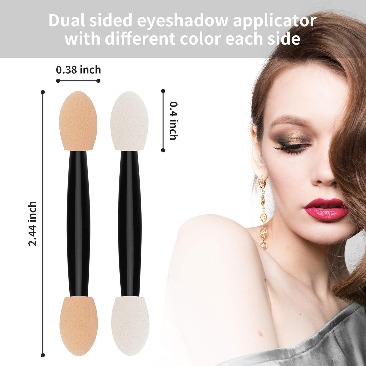 CHEFBEE 80pcs Eyeshadow Applicators with Container, Disposable Dual Sides Eyeshadow Brushes, Eyeshadow Sponge Applicator Makeup Applicators(Black) CHEFBEE