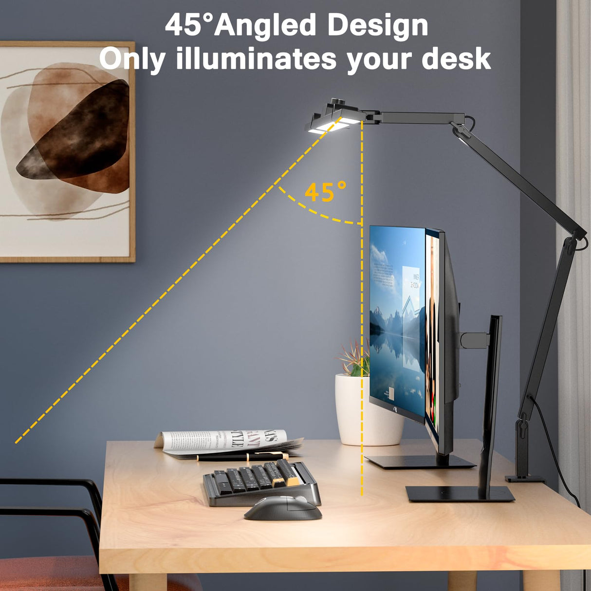 Marbosa Led Desk Lamp for Office Home, Architect Desk Lamp with Clamp, Ultra Bright Dimmable Table Light, Stepless Dimming and Tempering Desk Light Marbosa