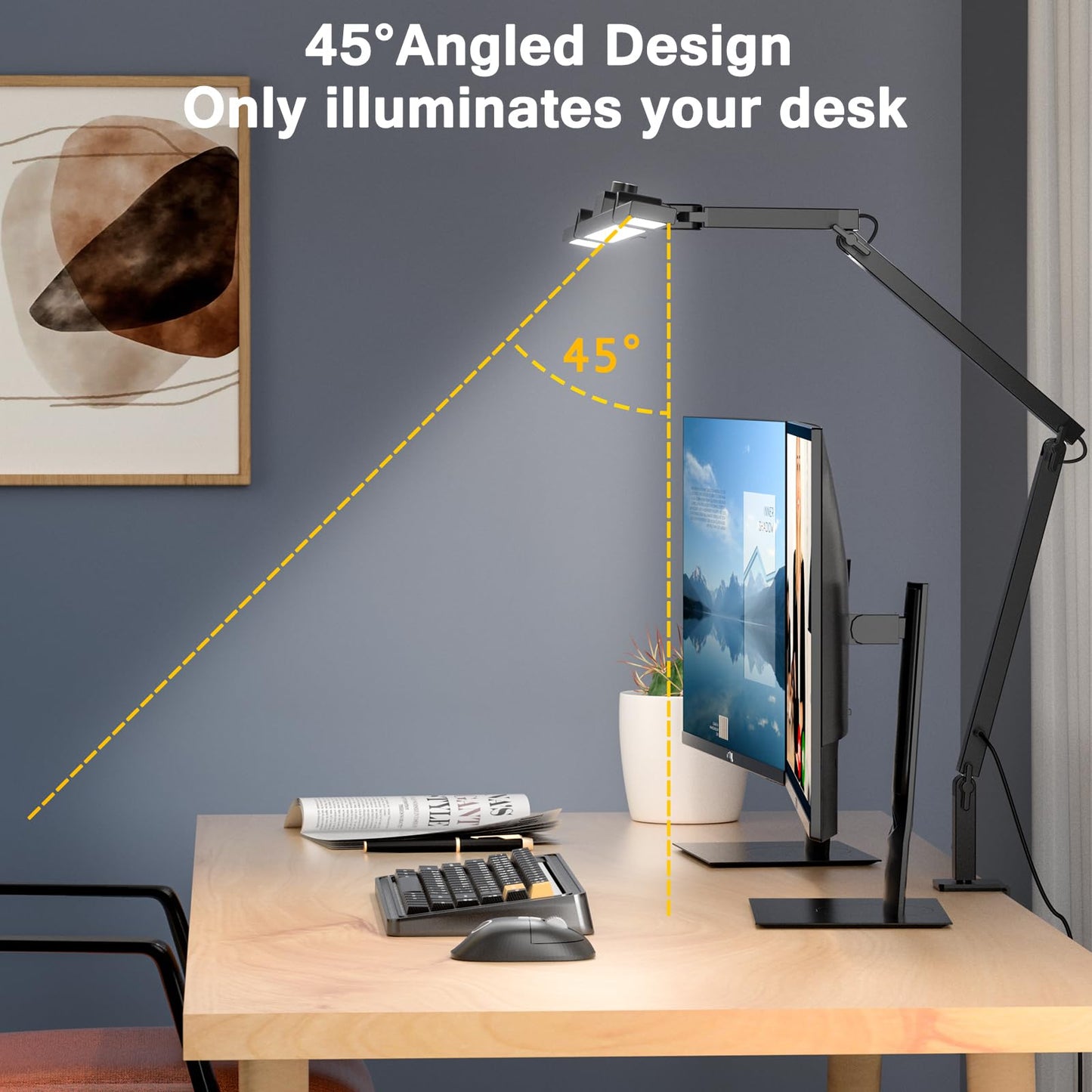 Marbosa Led Desk Lamp for Office Home, Architect Desk Lamp with Clamp, Ultra Bright Dimmable Table Light, Stepless Dimming and Tempering Desk Light - WoodArtSupply