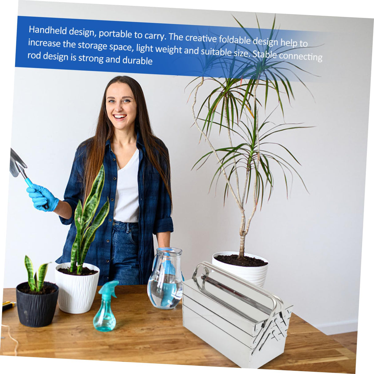 Veemoon 1pc Box Folding Toolbox Home Tools Portable Toolbox Rolling Tool Tray Metal Craft Storage Small Tool Chest Machinist Tools Storage Case Veemoon