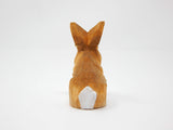 Selsela Brown Rabbit Bunny Miniature Wood Figurine Garden Statue Small Animal Decoration Art Selsela