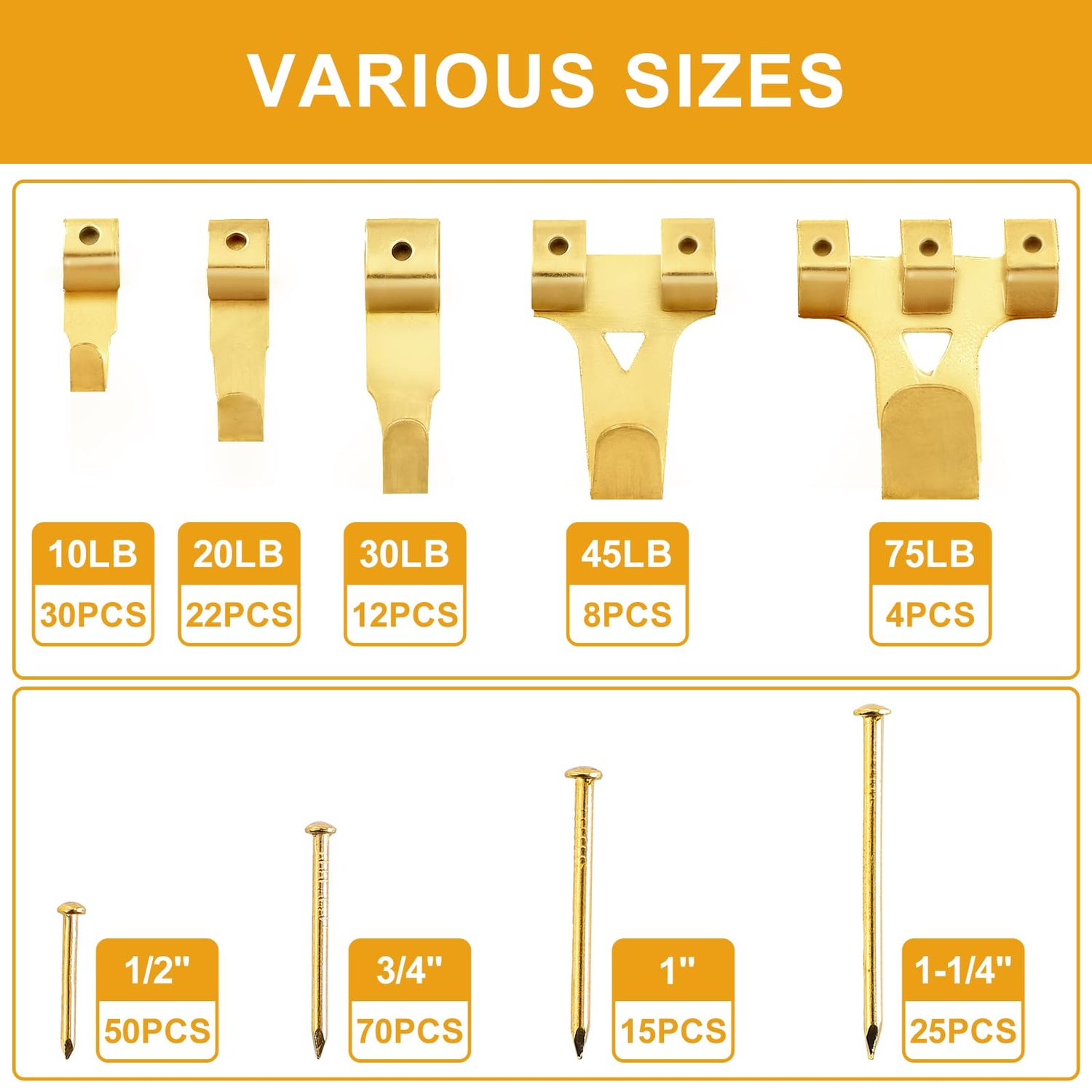 KURUI 303Pcs Picture Hanging Kit, Picture Hangers Assorted Kit With Heavy Duty Wall Hooks, Sawtooth, Picture Wire, D Rings, Hardware Nails, Eye Hooks KURUI