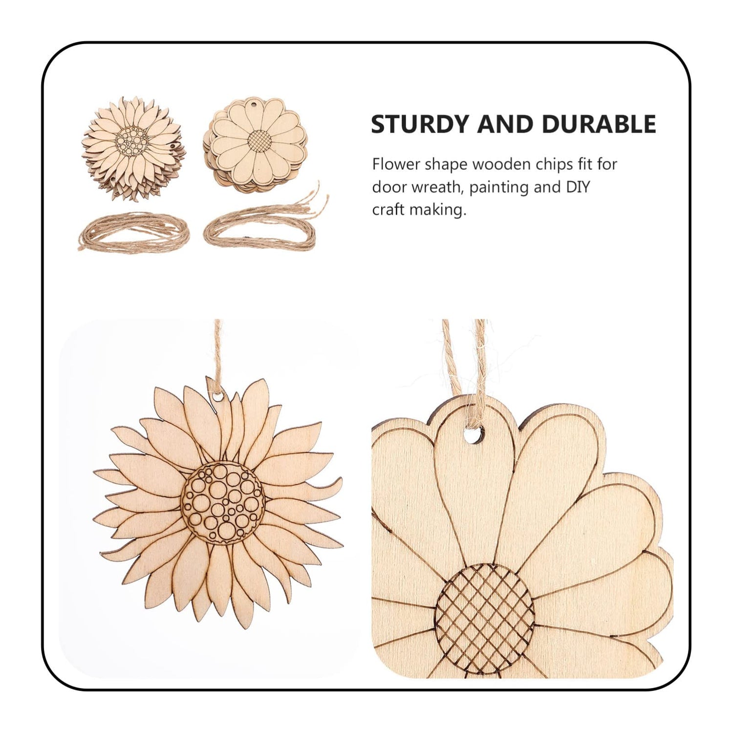 EXCEART 20Pcs Sunflower Wooden Cutouts, Unfinished Sunflower Wooden Embellishments Sunflower Wood Slices Wooden Paint Crafts for Kids Painting EXCEART