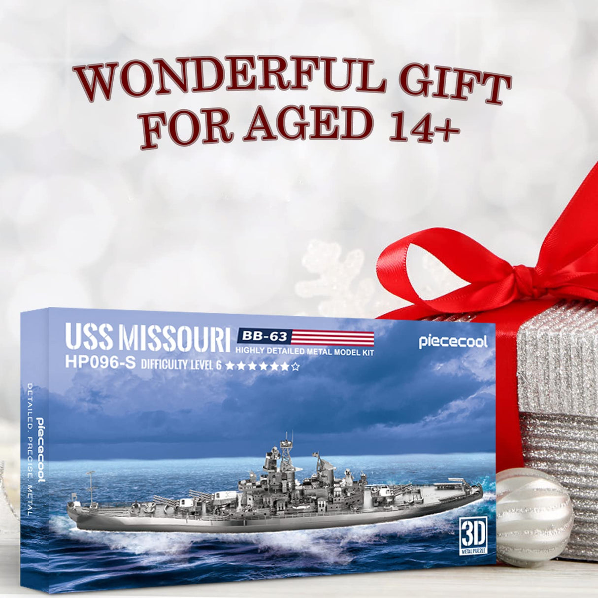 Piececool 3D Puzzles for Adults, USS Missouri Battleship Metal Model Kits, DIY 3D Metal Puzzle for Teenagers Students Stress Relief, Aircraft Carrier Piececool