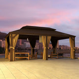 Jolydale 12FT×20FT Hardtop Aluminum Gazebo, Outdoor Metal Frame Canopy with Mosquito Net and Privacy Sidewalls,for Patio, Backyard, Large Size Jolydale