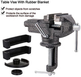 Universal Table Vise 3 Inch, Home Vise Clamp-on Portable Bench Clamp, 360° Swivel Base Clamps Fixed Tool for Woodworking, Handcraft Creations, CMOOD
