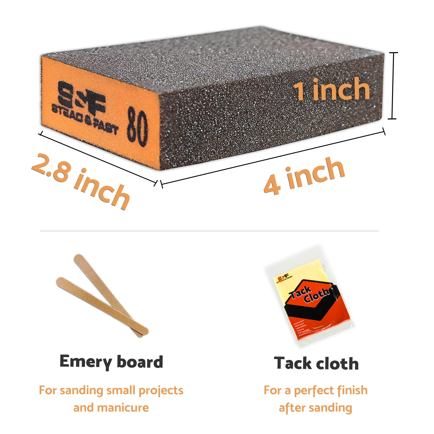 Sanding Block 10 pcs with Tack Cloth, 60 80 120 180 220 320 Coarse Medium Fine Grit Sanding Sponge Assortment, Sanding Sponges for Wood Drywall Metal S&F STEAD & FAST