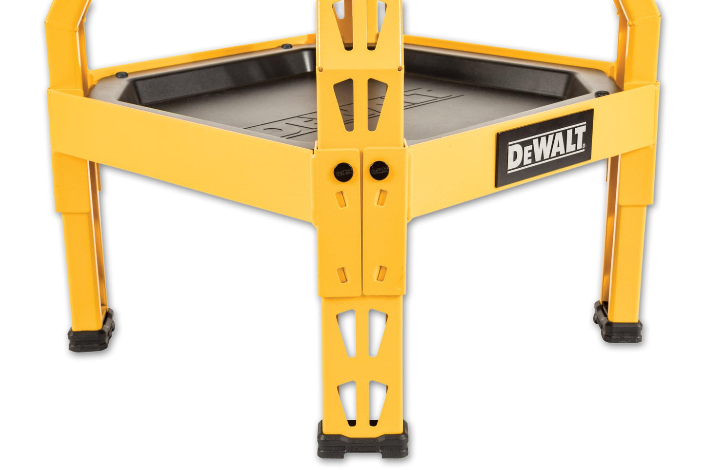 DEWALT Heavy-Duty Metal Stool for Garage and Shop, 360 Swivel Seat, Storage Tray, Padded Rip-Resistant Seat, Steel Frame, Industrial Powder Coating - WoodArtSupply