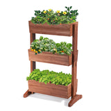 S AFSTAR Wooden Vertical Raised Garden Bed, 3 Tiers Tiltable Elevated Garden Planter w/3 Drainage Container Boxes & Tiltable Planter, Standing S AFSTAR
