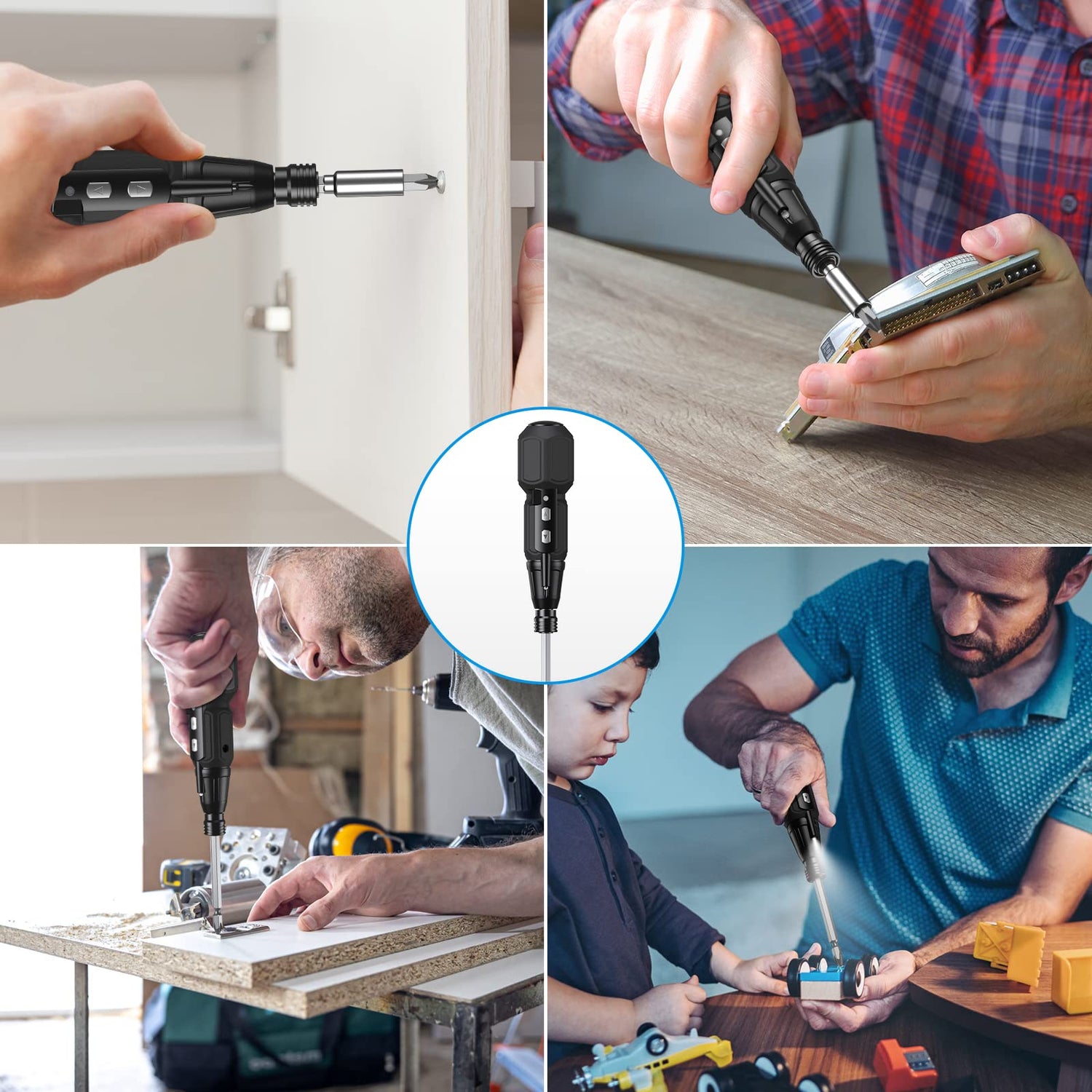 AMIR Electric Screwdriver Cordless, Rechargeable Power Screwdrivers Set, Portable Automatic Home Repair Tool Kit with LED Lights and USB Cable AMIR