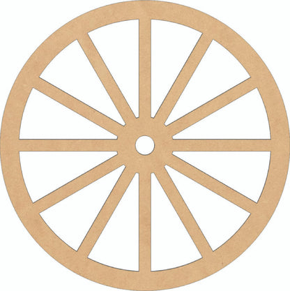 Wooden Wagon Wheel 15'' Cutout, Unfinished Wood Western Craft Shape, Spoked Wheel MDF Blank