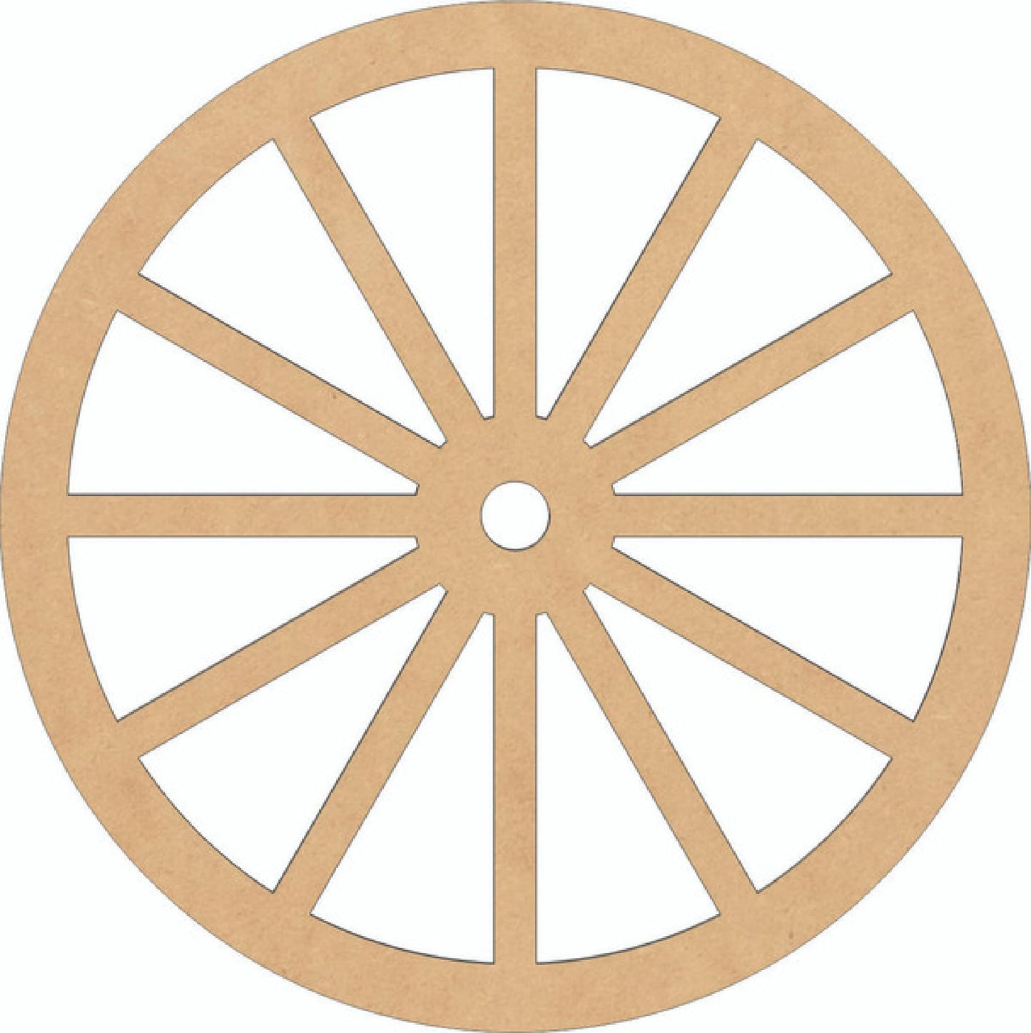 Wooden Wagon Wheel 4'' Cutout, Unfinished Wood Western Craft Shape, Spoked Wheel MDF Blank