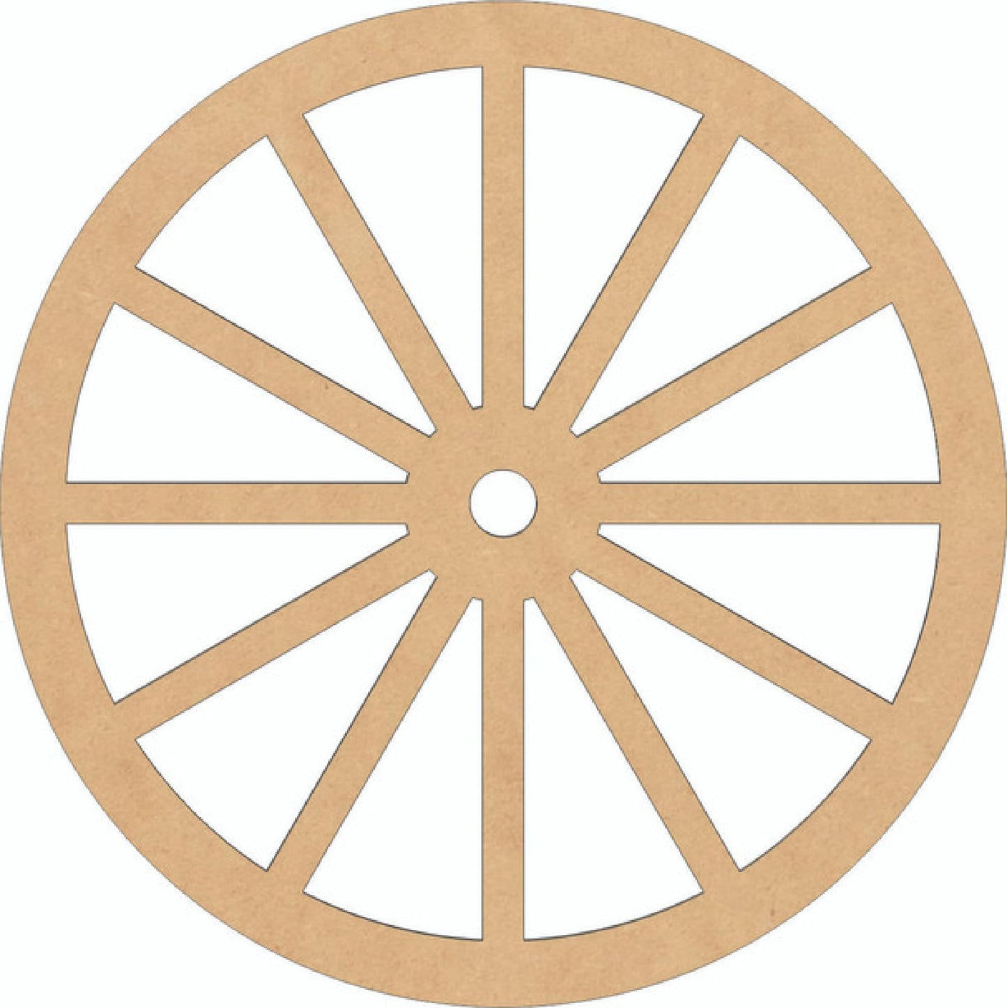 Wooden Wagon Wheel 8'' Cutout, Unfinished Wood Western Craft Shape, Spoked Wheel MDF Blank - WoodArtSupply