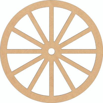 Wooden Wagon Wheel 8'' Cutout, Unfinished Wood Western Craft Shape, Spoked Wheel MDF Blank - WoodArtSupply