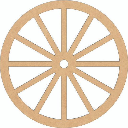 Wooden Wagon Wheel 8'' Cutout, Unfinished Wood Western Craft Shape, Spoked Wheel MDF Blank