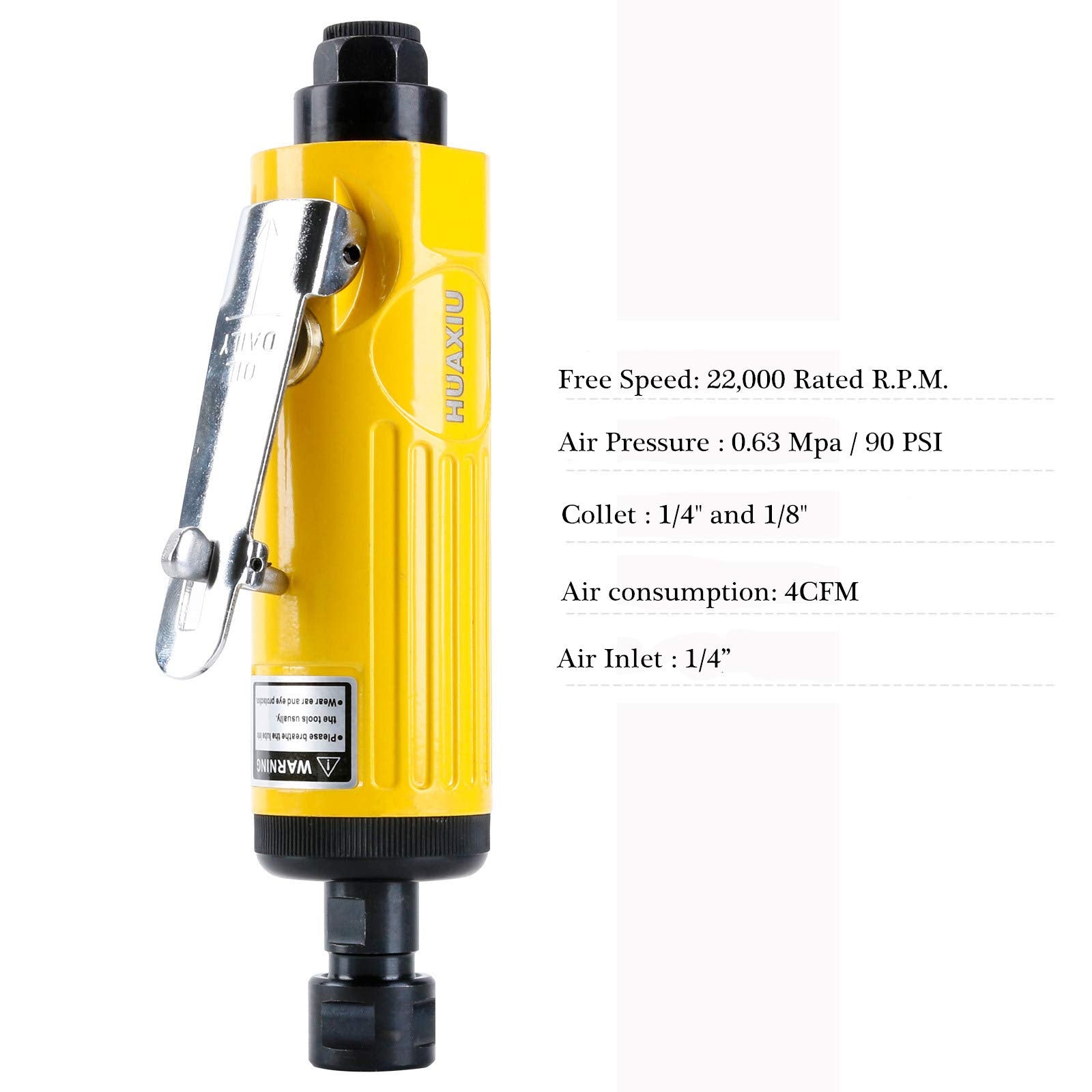 Air Die Grinder with 1/4"(6MM) and 1/8"(3MM) Collets, Pneumatic Die Grinder Kit, 22000 RPM - WoodArtSupply