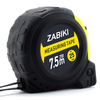 Zabiki Measuring Tape Measure, 25 Ft Easy to Read Decimal Retractable Dual Side Ruler with Metric and Inches, for Surveyors, Engineers and - WoodArtSupply