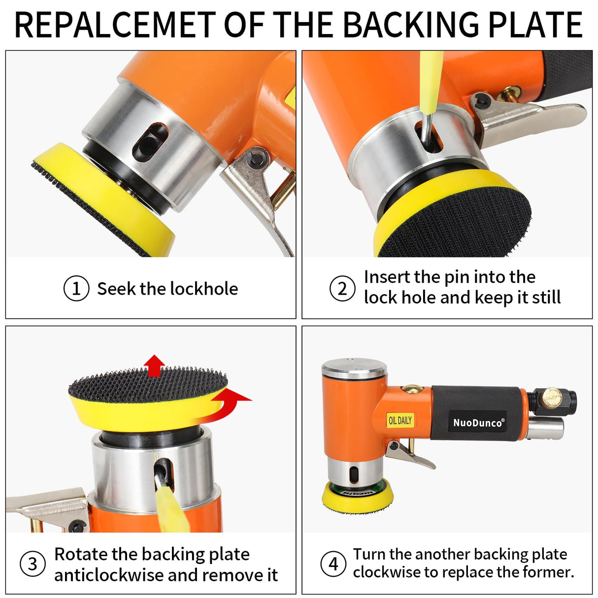 NuoDunco 1/2/3 Inch Mini Random Orbital Air Sander Kit Industrial Grade Pneumatic Sander for Auto Body Work with 60 Pcs 1"2"3" Hook & Loop Sanding NuoDunco