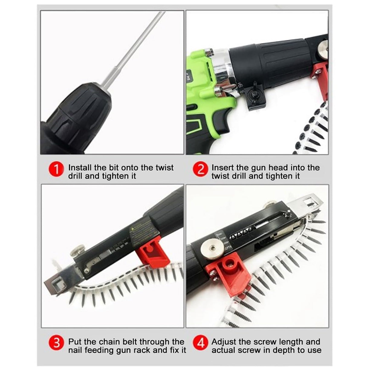 Sonew Automatic Chain Nail Gun Electric Drill Cordless Nailer Kit Screw Tightening Equipment Woodworking Tool Sonew