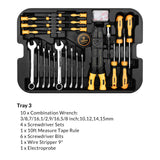 DEKOPRO 258 Piece Tool Kit with Rolling Tool Box Socket Wrench Hand Tool Set Mechanic Case Trolley Portable DEKOPRO