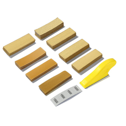80 PCS Micro Detail Sander Paper Set, 3.5”x 1” Mini Hand Sanding Block, Hook and Loop Sandpaper Strips 60 to 600 Grit, Finger Sanding Tool for Wood