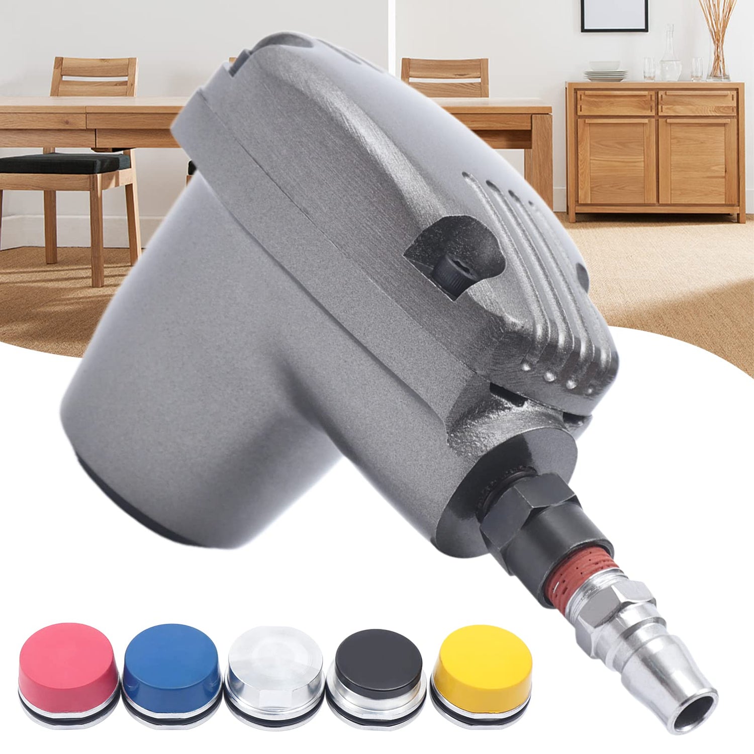 Air Pneumatic Automatic Palm Hammer,Handheld Pneumatic Hammer Set,Hand-held Pneumatic Hammer Air Flat Hammer Tool with 6 Hammerheads for Shoe Weglae