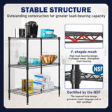 PayLessHere Wire Shelving Unit Heavy Duty Storage Rack Metal Shelf Garage Organizer Wire Rack with Casters (Black, 23" D x 13" W x 30" H) PayLessHere