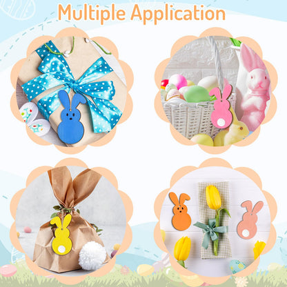 Whaline 30Pcs Easter DIY Crafts Sets Unfinished Wood Bunny Cutouts with Ropes Felt Balls Paints Brushes Palette Glue Points Spring Rabbit Wood