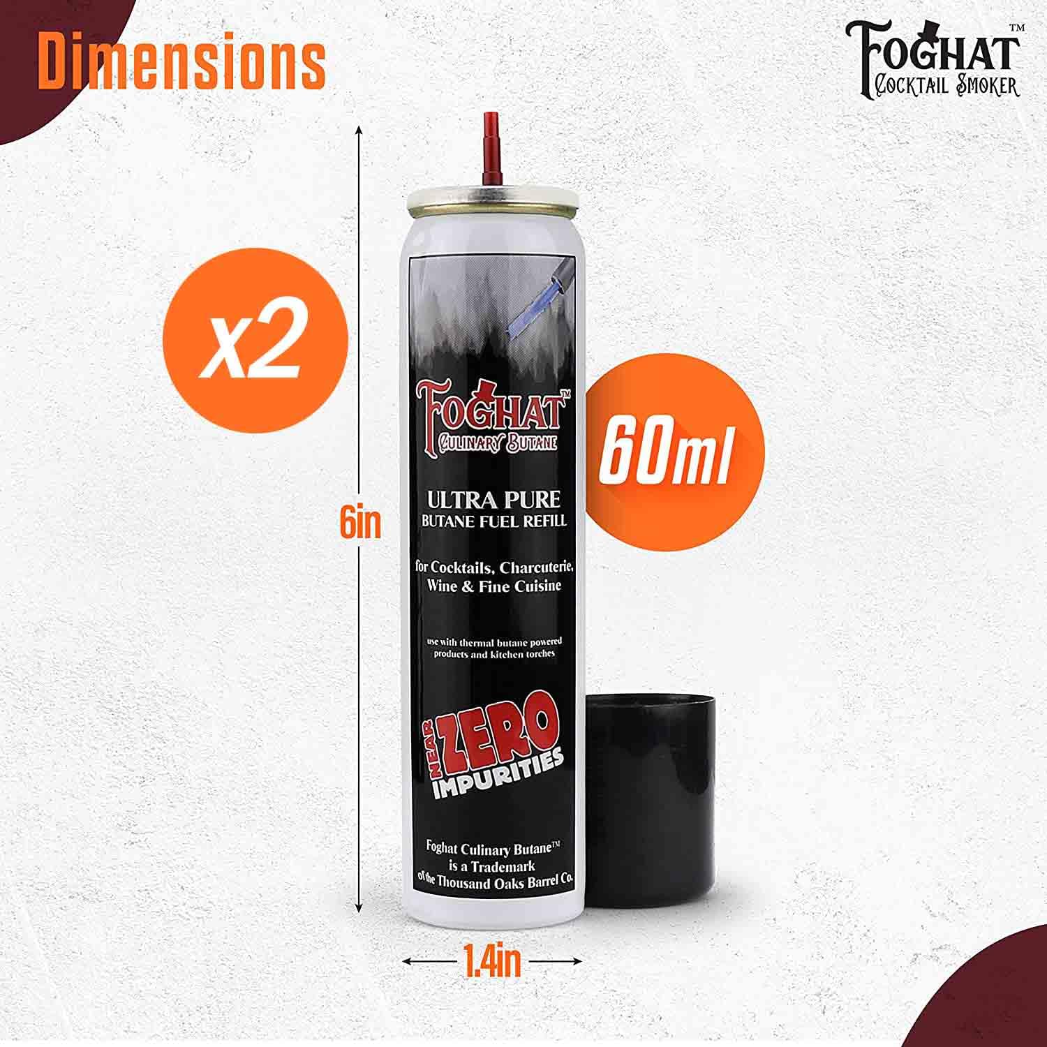 Foghat Cocktail Smoker Torch with Butane (2) for Smoked Cocktails and Cooking - Handheld Refillable Culinary Butane Kitchen Blow Torch Lighter Gun, THOUSAND OAKS BARREL