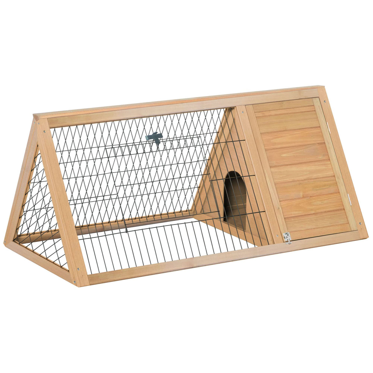 PawHut Outdoor Triangular Wooden Bunny Rabbit Hutch/Guinea Pig House with Run PawHut