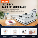 VEVOR Heat Press, 15x15 Heat Press Machine, Fast Heating, High Pressure Heat Press Machine for T-Shirt, Power Digital Industrial Sublimation Printer VEVOR