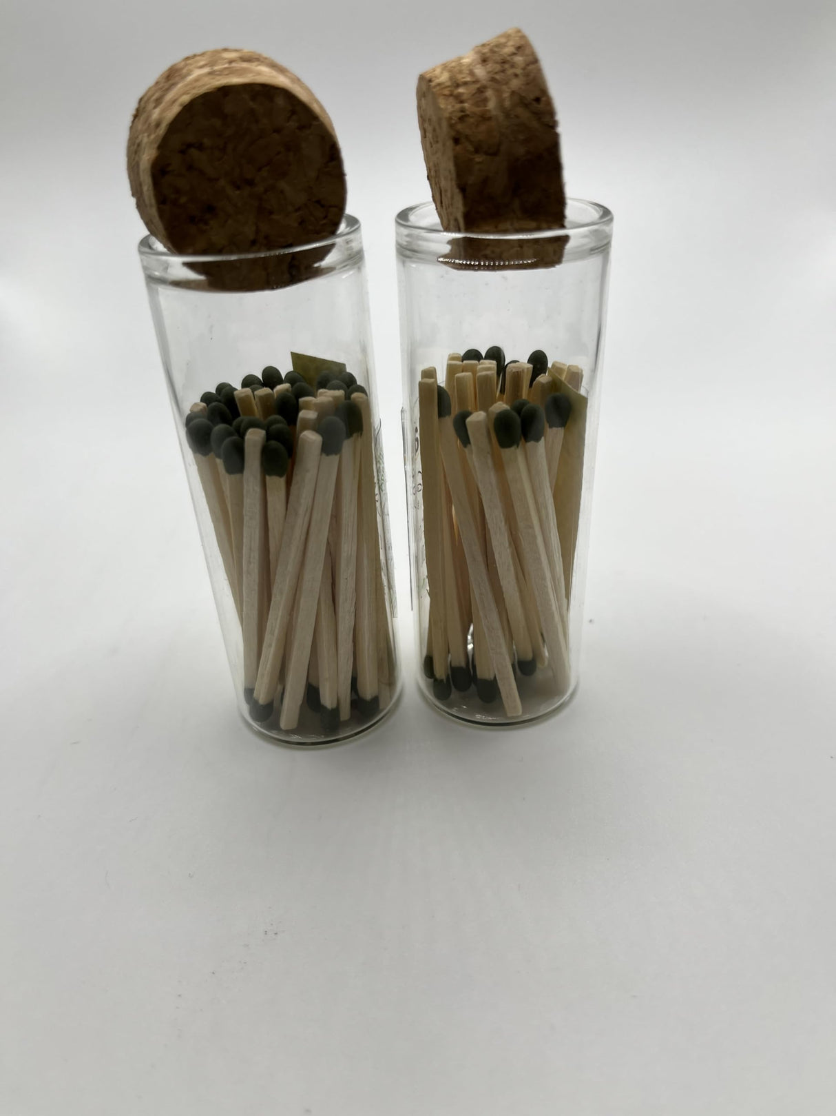 APOTHECARY SAFETY MATCH TWIN PACK W/REUSABLE (40ML) GLASS VIAL(2) WITH CORK LID, 25CT GO GREEN PER VIAL(50)+25CT REFILL=75CT TOTAL The Conway Wick & Candle