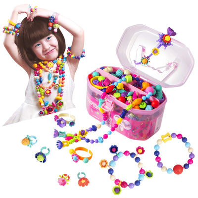 BIRANCO. Pop Beads, Jewelry Making Kit - Arts and Crafts for Girls 3-7 Years Old, Snap Beads Toys - Necklace, Bracelet, Ring Creative DIY Set - 520