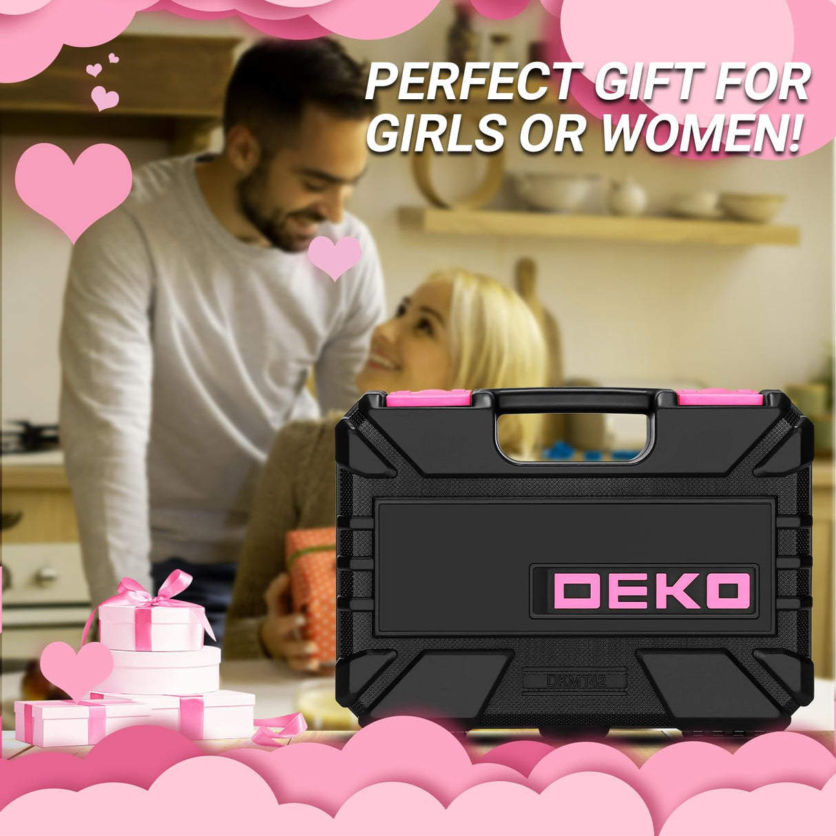 DEKOPRO Tool Set for Women: Pink Tool Set for Home Repair, Womens Tool Kit for All Purpose 42 Piece DEKOPRO