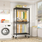 FUTASSI P5 Rolling Clothes Rack, Clothing Racks for Hanging Clothes, Freestanding Heavy Duty Garment Rack, Portable Closet Organizers System 23.6'' W FUTASSI