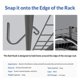 FLEXIMOUNTS 4-Pack Add-On Storage Rail Hook Accessory for Garage Ceiling Storage Rack and Wall Shelving, Black FLEXIMOUNTS