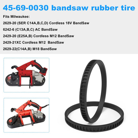 45-69-0030 Band Saw Tire FOR Milwaukee BandSaw Compact Pulley Tires 2629-20 6242-6 2429-20 (4.0" Diameter Tires)- 2 Pack Kscjdg
