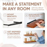 Homeforia Rustic Farmhouse Floating Shelves - Bathroom Wooden Shelves for Wall Mounted - Thick Industrial Kitchen Wood Shelf - 24 x 6.5 x 1.75 inch - Homeforia