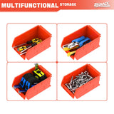 TORACK Wall-Mounted Storage Bins - 8 Plastic Bins & 2 Metal Tracks for Tools Organization in Garage, Craft Room, and Shop TORACK