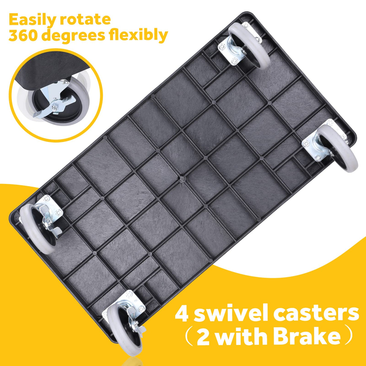 ELAFROS Heavy Duty Plastic Utility Cart 34 x 17 Inch - Work Cart Tub Storage W/Deep Shelves and Full Swivel Wheels Safely Holds up to 550 lbs - 2 ELAFROS