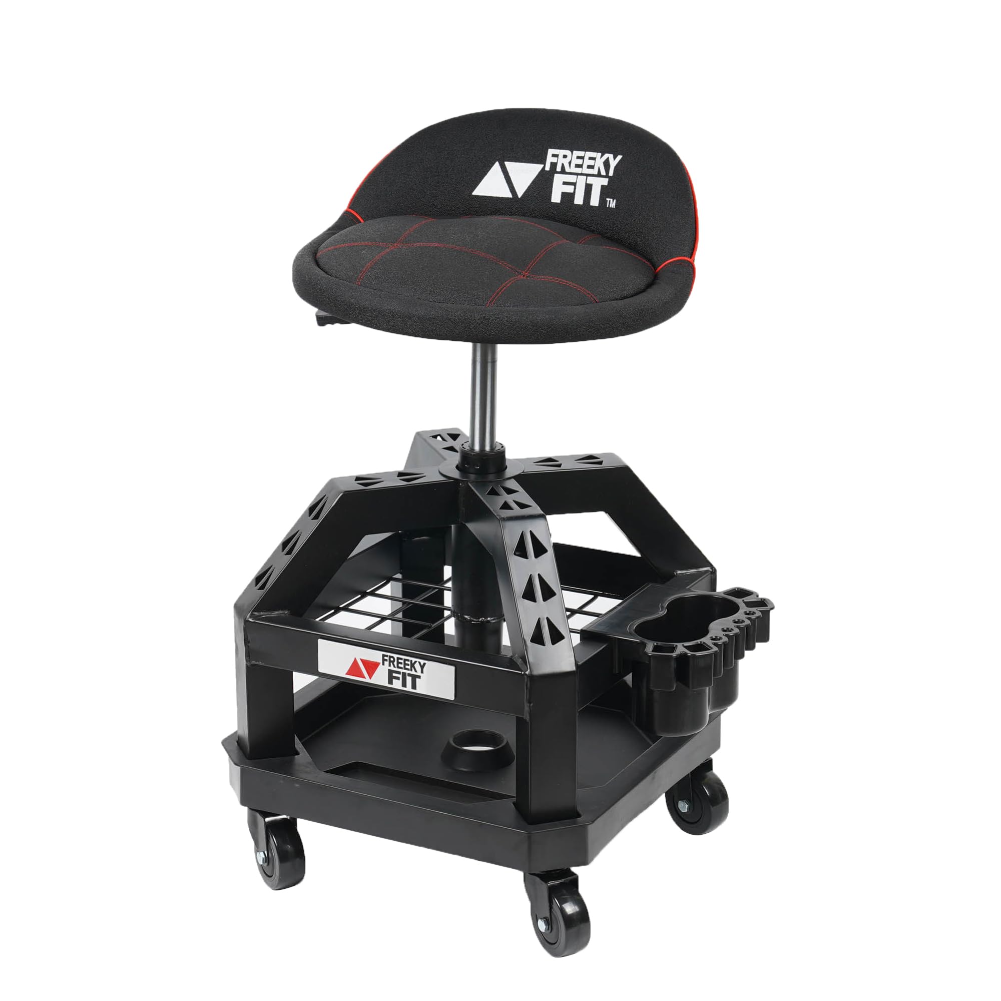 FreekyFit Rolling Shop Stool for Garage with Casters, DO02-Adjustable ...