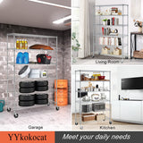 YYkokocat Heavy Duty 6 Tier Shelving Unit Adjustable 6000Lbs Capacity Steel Storage Rack 18" x 48 x 76 Mobile Shelves Wire Shelf Silver Rolling YYkokocat